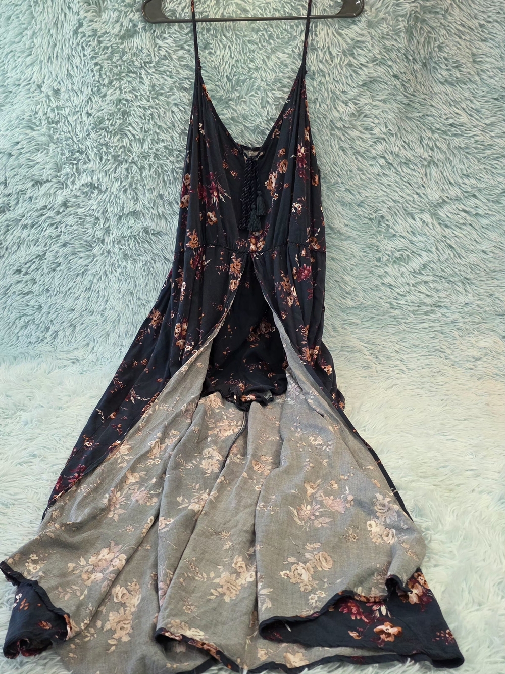 Target Navy Floral Jumpsuit Romper with Front Crossover Detail See measurements